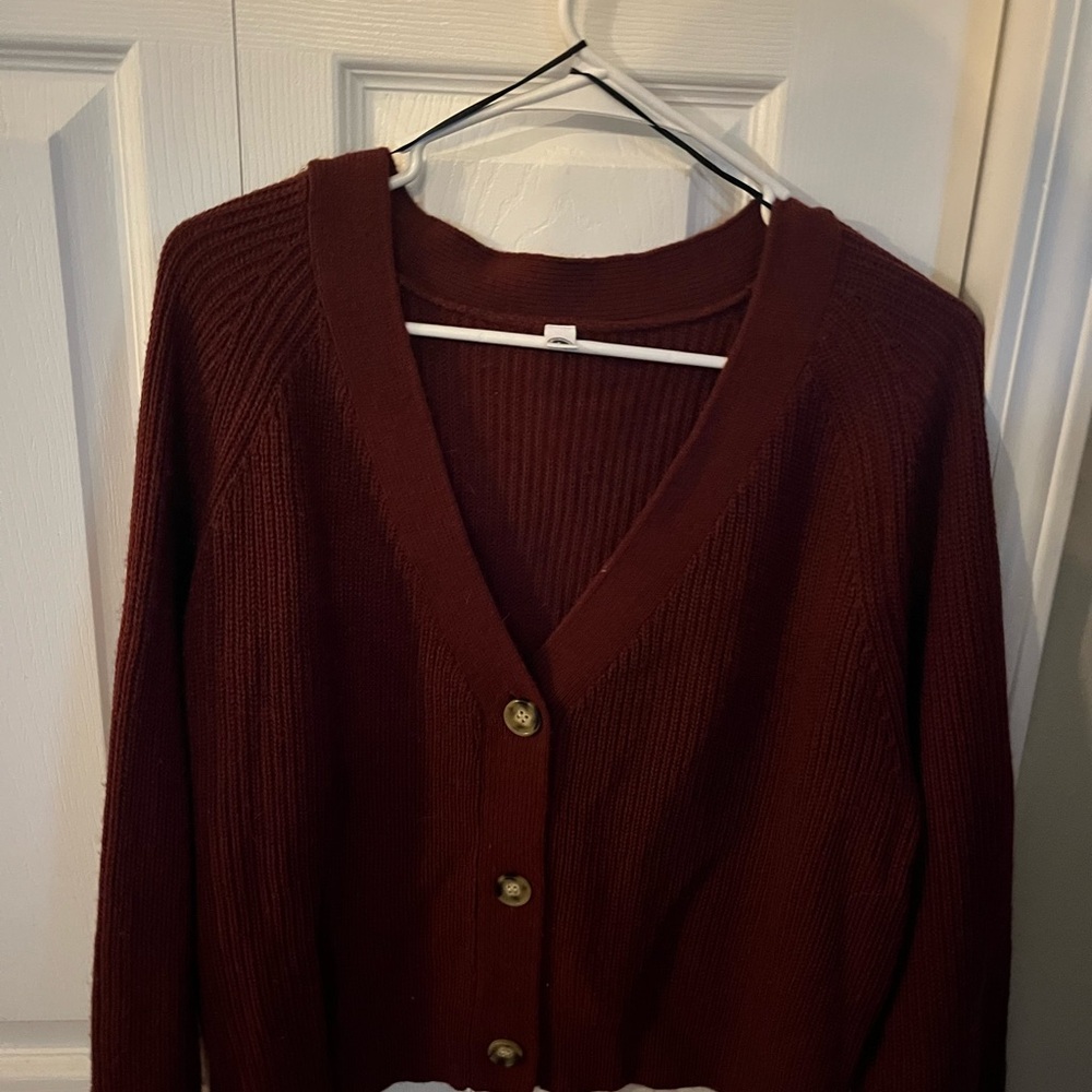 Amazon Women's Deep Red Cardigan Sweater